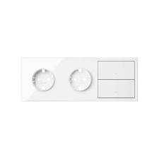SIMON | 10020310-130 | KIT FRONT PARA 3 ELEMENTOS CON 2 BASES ENCHUFE SCHUKO Y 2 TECLAS BLANCO BRILLANTE SIMON 100