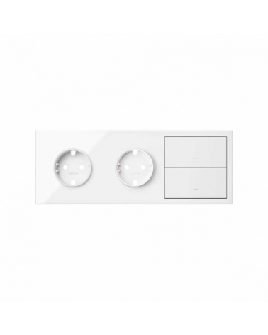 SIMON | 10020310-130 | KIT FRONT PARA 3 ELEMENTOS CON 2 BASES ENCHUFE SCHUKO Y 2 TECLAS BLANCO BRILLANTE SIMON 100