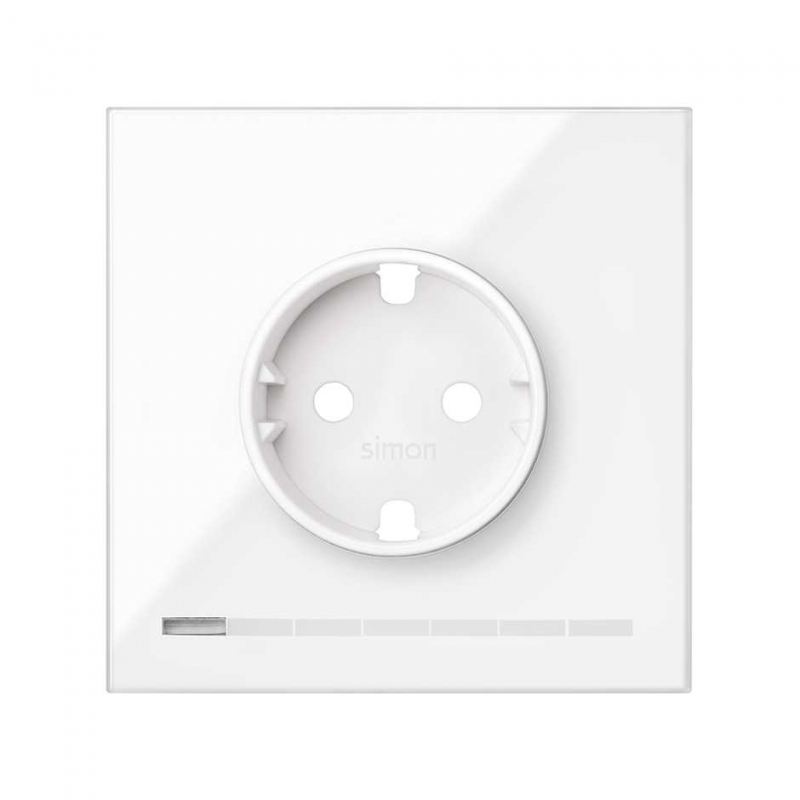 SIMON | 10021108-130 | KIT FRONT PARA 1 ELEMENTO CON 1 BASE DE ENCHUFE SCHUKO IO BLANCO BRILLANTE SIMON 100