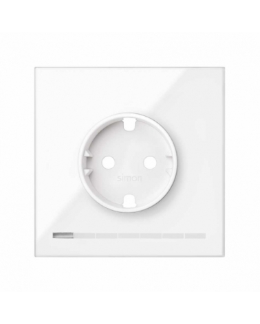 SIMON | 10021108-130 | KIT FRONT PARA 1 ELEMENTO CON 1 BASE DE ENCHUFE SCHUKO IO BLANCO BRILLANTE SIMON 100
