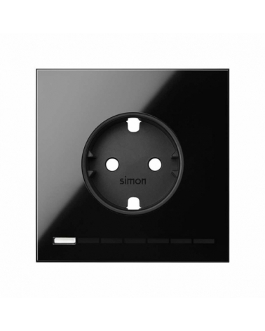 SIMON | 10021108-138 | KIT FRONT PARA 1 ELEMENTO CON 1 BASE DE ENCHUFE SCHUKO IO NEGRO BRILLANTE SIMON 100