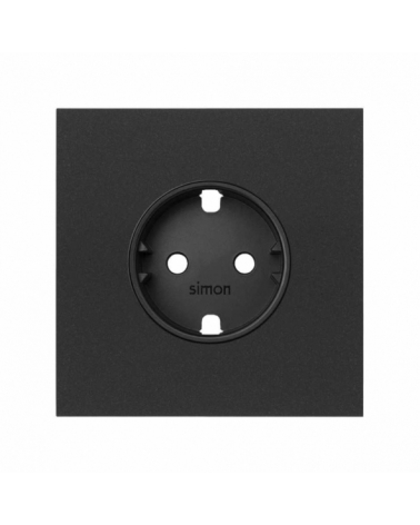 SIMON | 10020105-238 | KIT FRONT PARA 1 ELEMENTO CON 1 BASE DE ENCHUFE SCHUKO NEGRO MATE SIMON 100