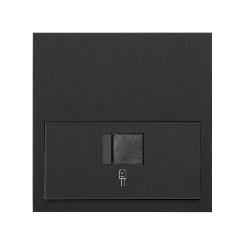 SIMON | 10020106-238 | KIT FRONT PARA 1 ELEMENTO CON 1 CONECTOR INFORMÁTICO RJ45 6 UTP CON ADAPTADOR NEGRO MATE SIMON 100