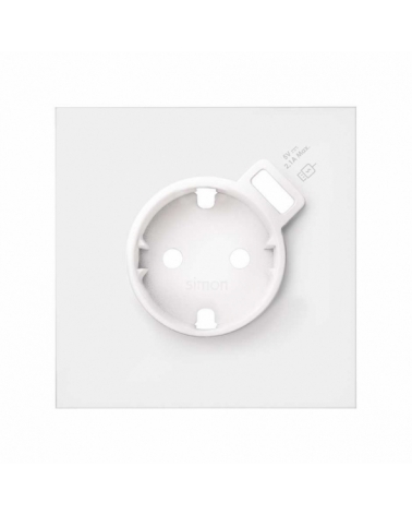 SIMON | 10020109-230 | KIT FRONT PARA 1 ELEMENTO CON 1 BASE ENCHUFE SCHUKO Y CARGADOR USB INTEGRADO BLANCO MATE SIMON 100