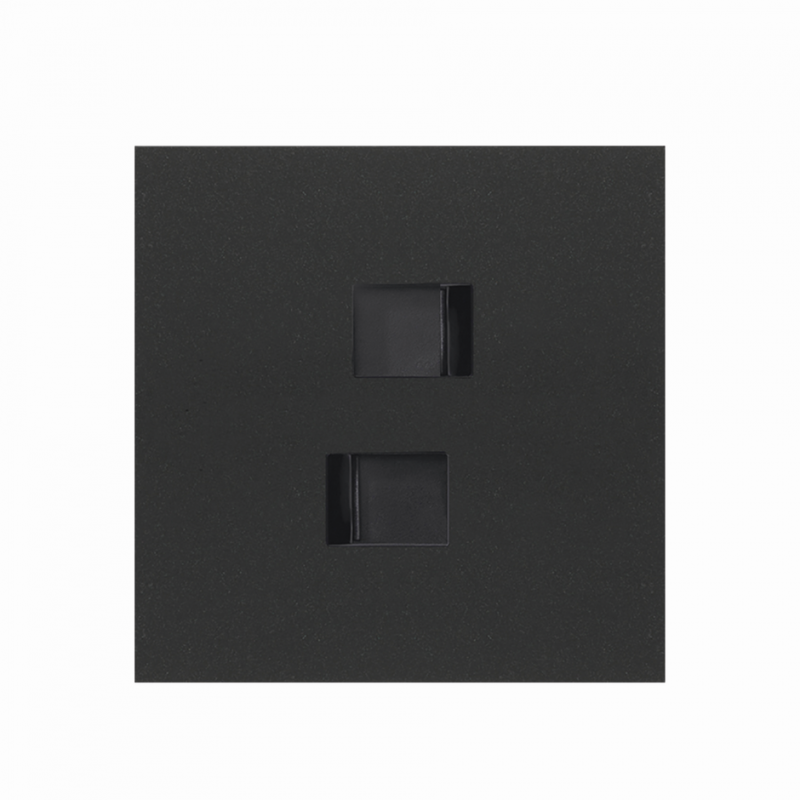 SIMON | 10020111-238 | KIT FRONT PARA 1 ELEMENTO CON 2 CONECTORES RJ45 NEGRO MATE SIMON 100