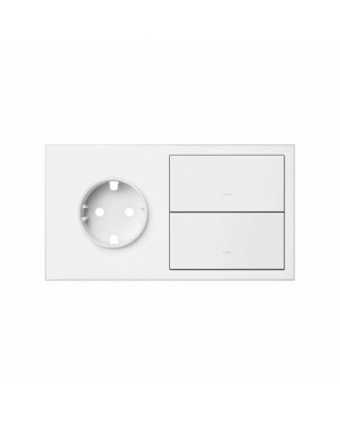 SIMON | 10020204-230 | KIT FRONT PARA 2 ELEMENTOS CON 1 BASE DE ENCHUFE SCHUKO Y 2 TECLAS BLANCO MATE SIMON 100
