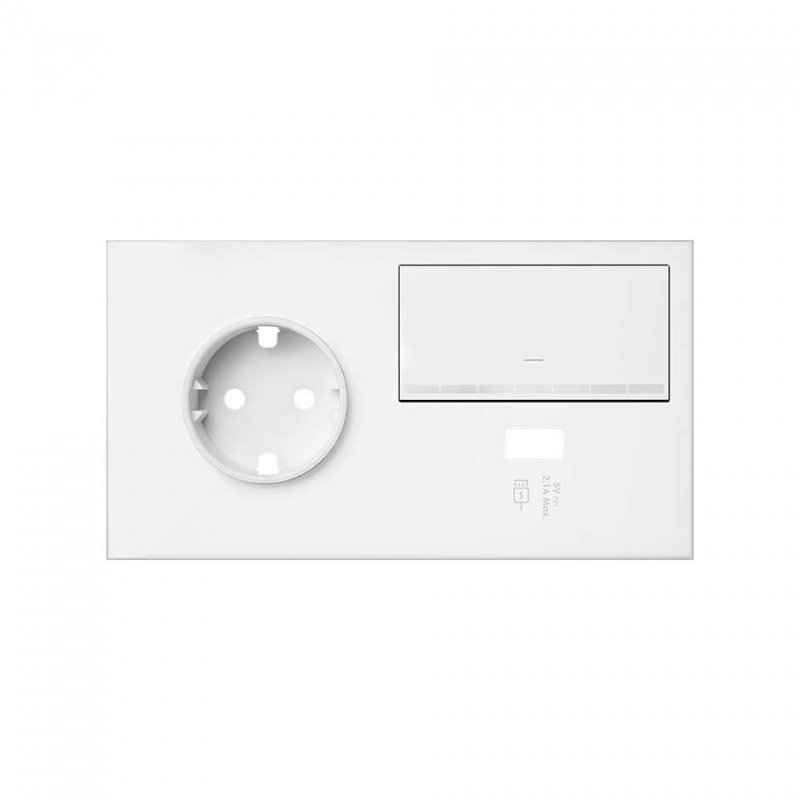 SIMON | 10020209-230 | KIT FRONT PARA 2 ELEMENTOS CON 1 BASE DE ENCHUFE SCHUKO