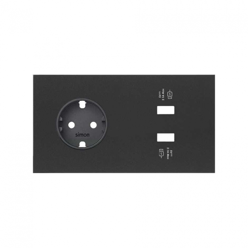 SIMON | 10020210-238 | KIT FRONT PARA 2 ELEMENTOS CON 1 BASE ENCHUFE SCHUKO
