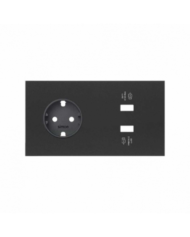 SIMON | 10020210-238 | KIT FRONT PARA 2 ELEMENTOS CON 1 BASE ENCHUFE SCHUKO