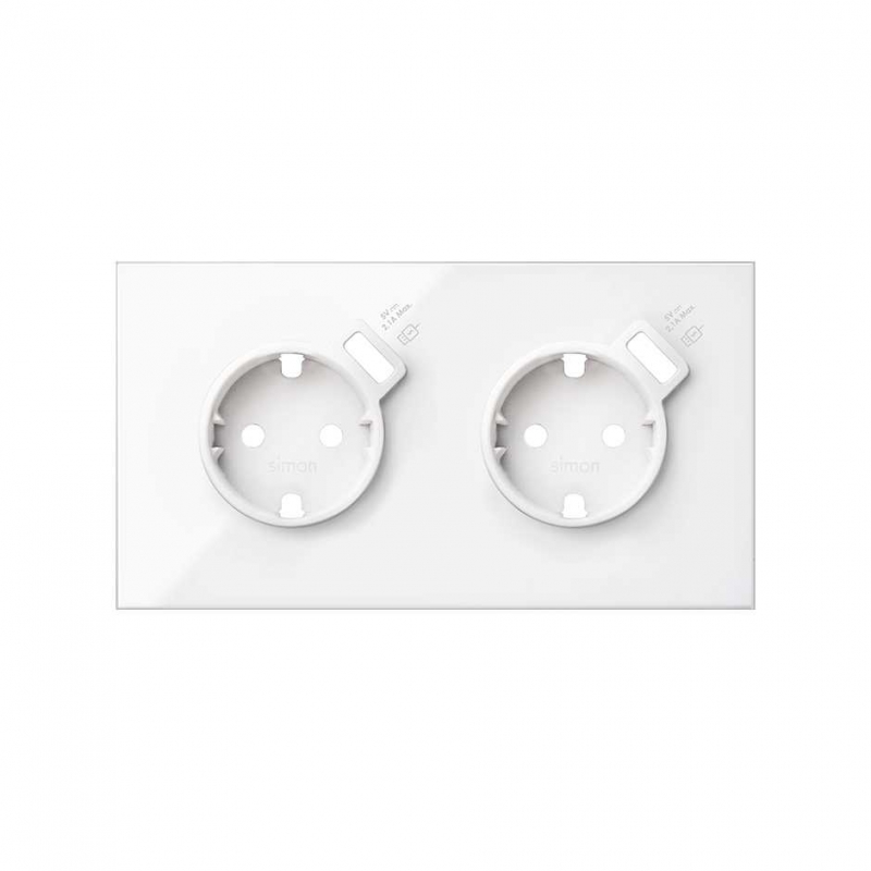 SIMON | 10020211-130 | KIT FRONT PARA 2 ELEMENTOS CON 2 BASES ENCHUFE SCHUKO