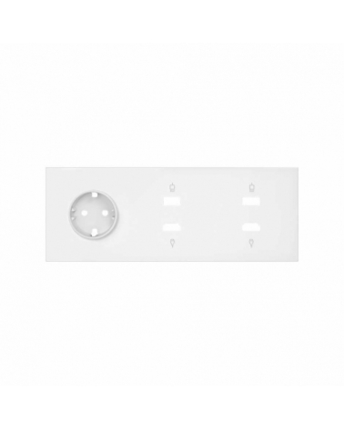 SIMON | 10020305-230 | KIT FRONT PARA 3 ELEMENTOS CON 1 BASE DE ENCHUFE SCHUKO Y 2 CONECTORES HDMI + USB BLANCO MATE SIMON 100