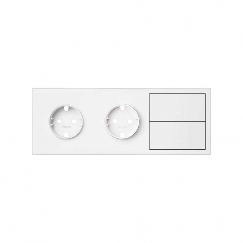 SIMON | 10020310-230 | KIT FRONT PARA 3 ELEMENTOS CON 2 BASES ENCHUFE SCHUKO Y 2 TECLAS BLANCO MATE SIMON 100