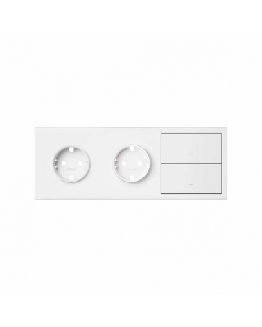 SIMON | 10020310-230 | KIT FRONT PARA 3 ELEMENTOS CON 2 BASES ENCHUFE SCHUKO Y 2 TECLAS BLANCO MATE SIMON 100