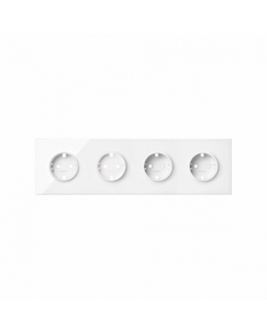 SIMON | 10020401-130 | KIT FRONT PARA 4 ELEMENTOS CON 4 BASES ENCHUFE SCHUKO BLANCO BRILLANTE SIMON 100