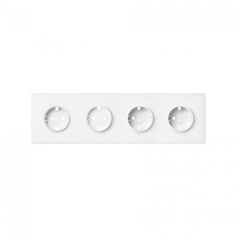 SIMON | 10020401-230 | KIT FRONT PARA 4 ELEMENTOS CON 4 BASES ENCHUFE SCHUKO BLANCO MATE SIMON 100