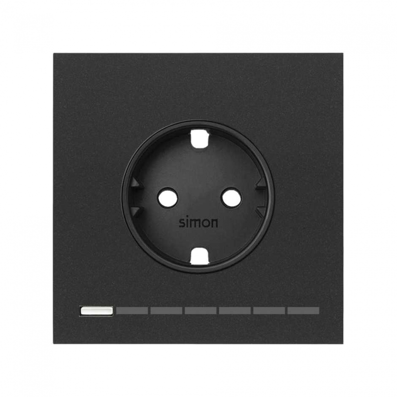 SIMON | 10021108-238 | KIT FRONT PARA 1 ELEMENTO CON 1 BASE DE ENCHUFE SCHUKO IO NEGRO MATE SIMON 100