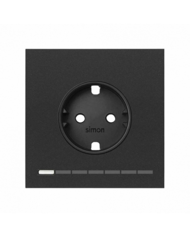 SIMON | 10021108-238 | KIT FRONT PARA 1 ELEMENTO CON 1 BASE DE ENCHUFE SCHUKO IO NEGRO MATE SIMON 100