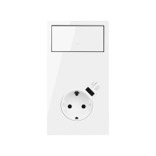 SIMON 10020216-130 Kit frontal vertical con 2 elementos+tecla+base con carga USB blanco brillo SIMON 100