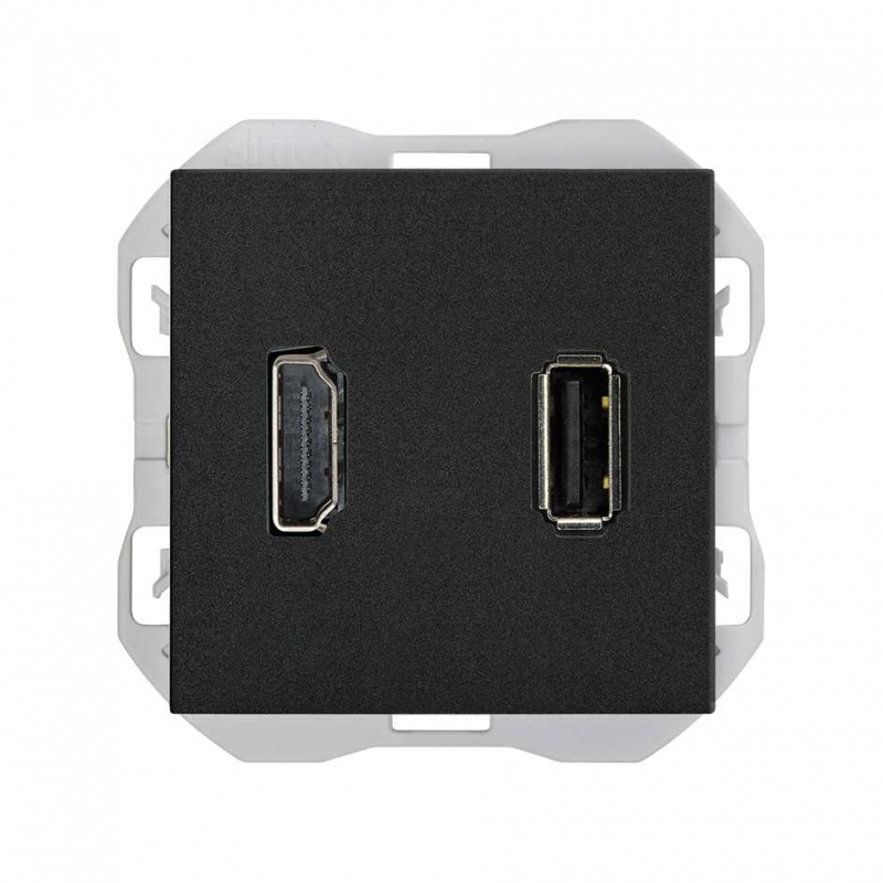 SIMON | 20000095-098 | CONECTOR HDMI 2.0 4K + CONECTOR USB 2.0 TIPO A NEGRO MATE SIMON 270