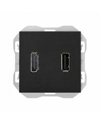 SIMON | 20000095-098 | CONECTOR HDMI 2.0 4K + CONECTOR USB 2.0 TIPO A NEGRO MATE SIMON 270