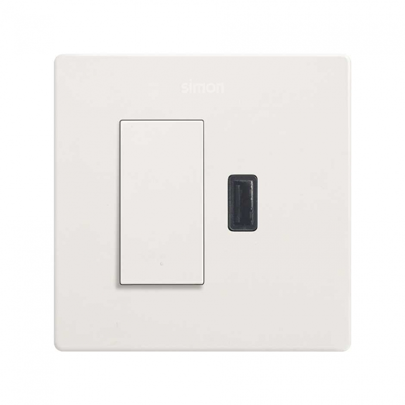 SIMON | 27191610-090 | KIT MONOBLOC PARA 1 ELEMENTO CON 1 CONMUTADOR PULSANTE Y 1 CARGADOR USB 2