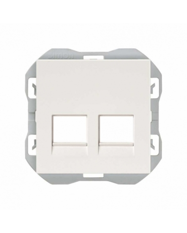 SIMON | 20000088-090 | TAPA DE VOZ Y DATOS PLANA CON GUARDAPOLVO PARA 2 CONECTORES RJ45 BLANCO SIMON 270