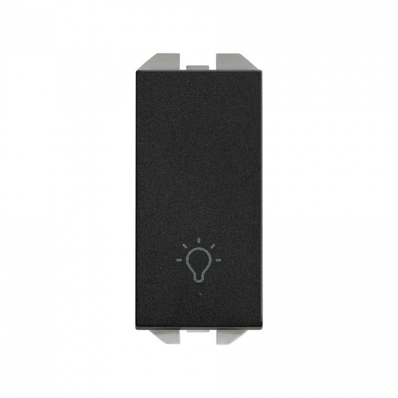 SIMON 20001151-098 Pulsador con grabado luz 10A y módulo estrecho negro mate SIMON 270