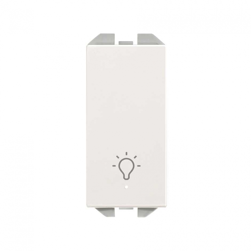 SIMON 20001161-090 Pulsador con grabado luz luminoso y módulo estrecho 10A blanco SIMON 270