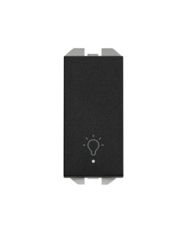 SIMON 20001161-098 Pulsador con grabado luz luminoso y módulo estrecho 10A negro mate SIMON 270