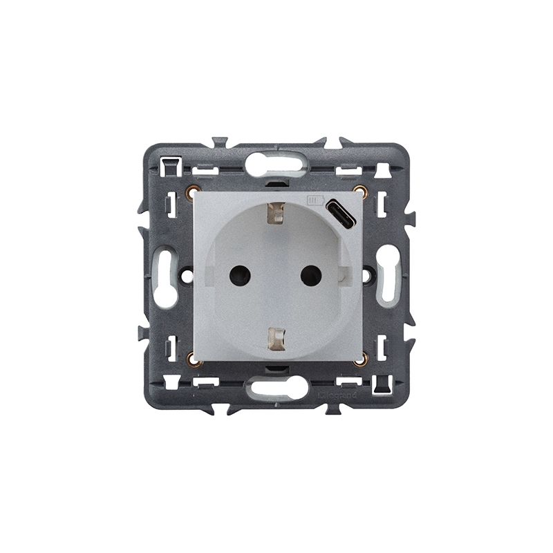 LEGRAND | 741334 | VALENA NEXT-BASE 2P+T+USB TIPO C ALUMINIO