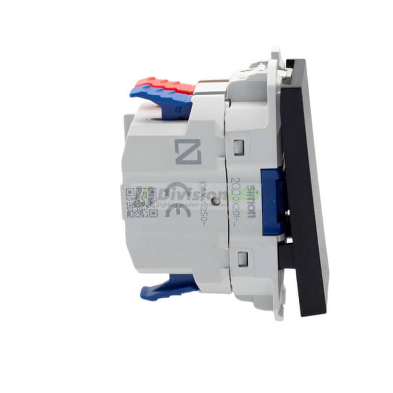 SIMON 20001201-098 Conmutador pulsante 10AX con módulo estrecho negro mate SIMON 270