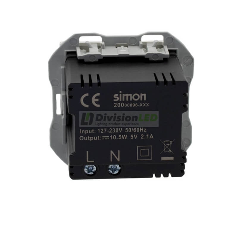 SIMON 20000096-090 Cargador USB doble 2,1A tipo A+A blanco SIMON 270