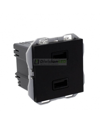 SIMON 20000096-098 Cargador USB doble 2,1A tipo A+A negro mate SIMON 270