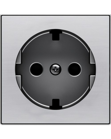 NIESSEN SKY 8588 AI Tapa base enchufe Schuko TT lateral acero inoxidable antihuella