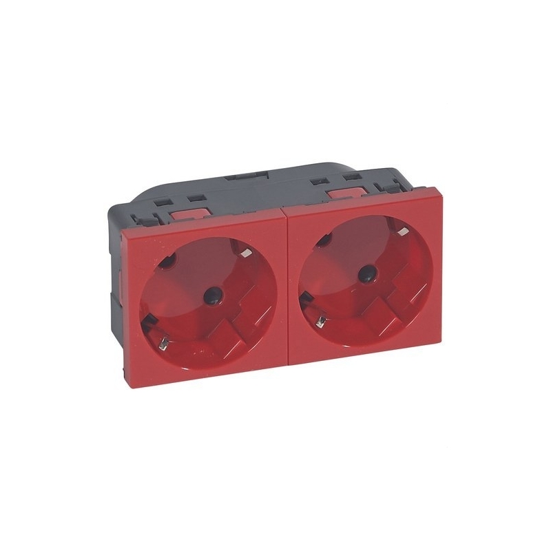 LEGRAND 077272 Toma 2x2P + TT lateral rojo LEGRAND MOSAIC