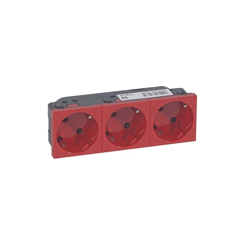 LEGRAND 077273 Toma 3x2P + TT lateral rojo LEGRAND MOSAIC