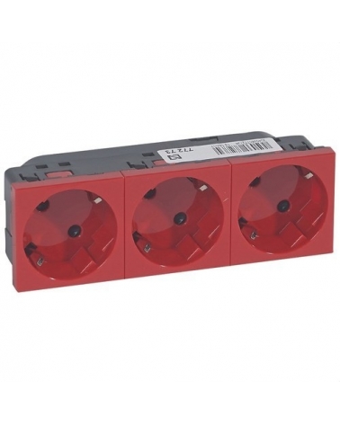 LEGRAND 077273 Toma 3x2P + TT lateral rojo LEGRAND MOSAIC