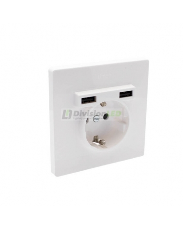 SIMON 27190610-090 Kit monoblock schuko+2 cargadores USB con 1 elemento SIMON 270