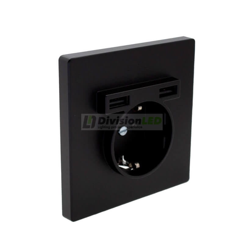 SIMON 27190610-098 Kit monoblock schuko+2 cargadores USB con 1 elemento negro mate SIMON 270