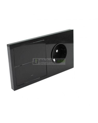 SIMON 10020203-138 Kit frontal con 2 elementos+base+tecla negro brillante SIMON 100