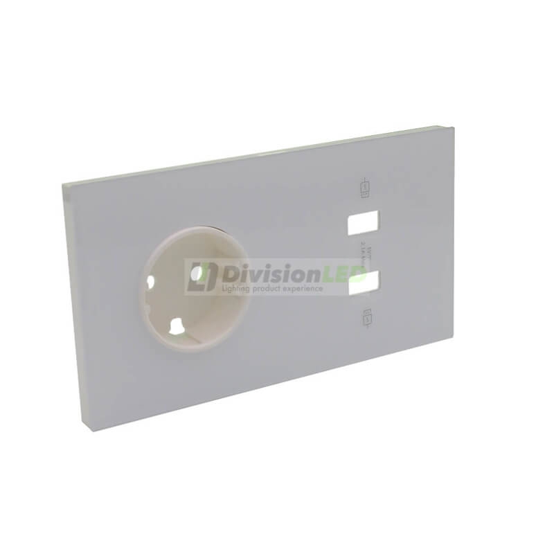 SIMON 10020205-130 Kit frontal con 2 elementos+base+cargador 2xUSB blanco brillante SIMON 100