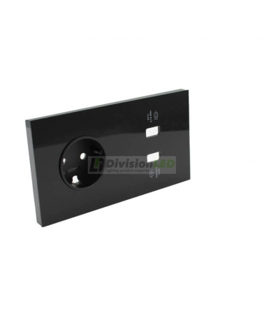 SIMON 10020205-138 Kit frontal con 2 elementos+base+cargador 2xUSB negro brillante SIMON 100