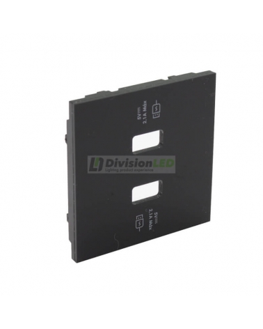 SIMON 10001096-138 Tapa cargador USB 2 conectores negro brillante SIMON 100