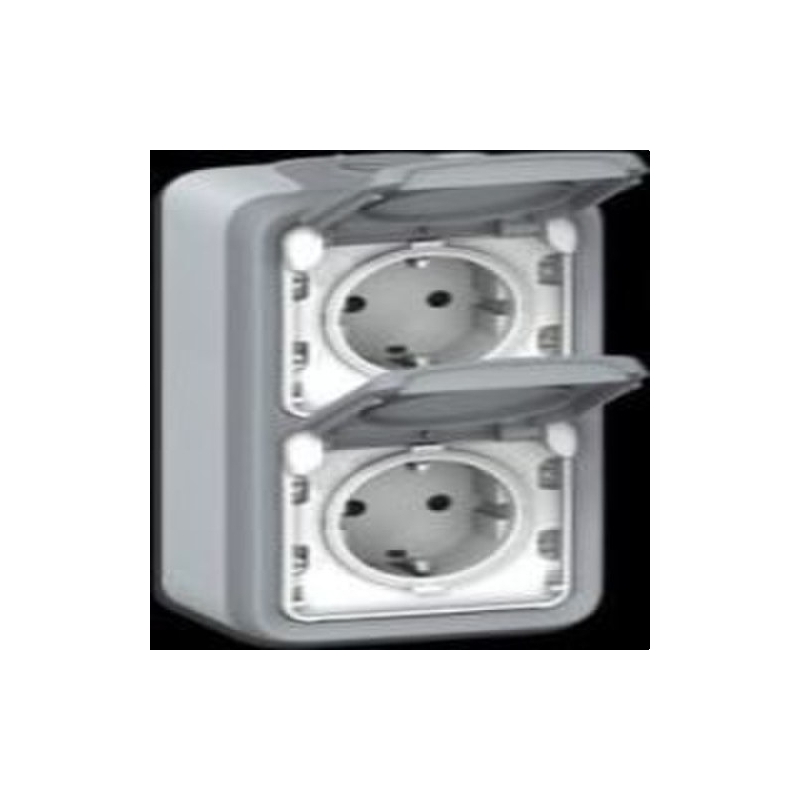 LEGRAND 069704 plexo-monoblock superficie base de corriente 2x2p+t tornillo vertical gris