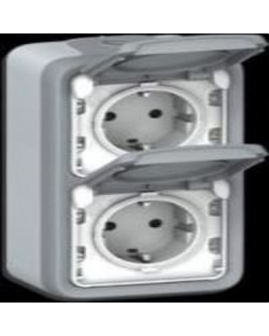 LEGRAND 069704 plexo-monoblock superficie base de corriente 2x2p+t tornillo vertical gris