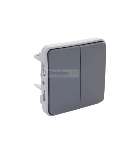 LEGRAND 069525 plexo-conmutador doble 1P 10A gris