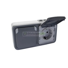 LEGRAND 069702 plexo-monoblock superficie base de corriente 2x2P+T tornillo horizontal gris