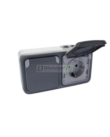 LEGRAND 069702 plexo-monoblock superficie base de corriente 2x2P+T tornillo horizontal gris