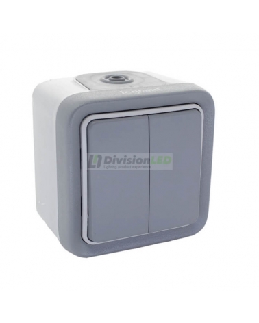 LEGRAND 069715 plexo-monoblock superficie conmutador doble 10A gris