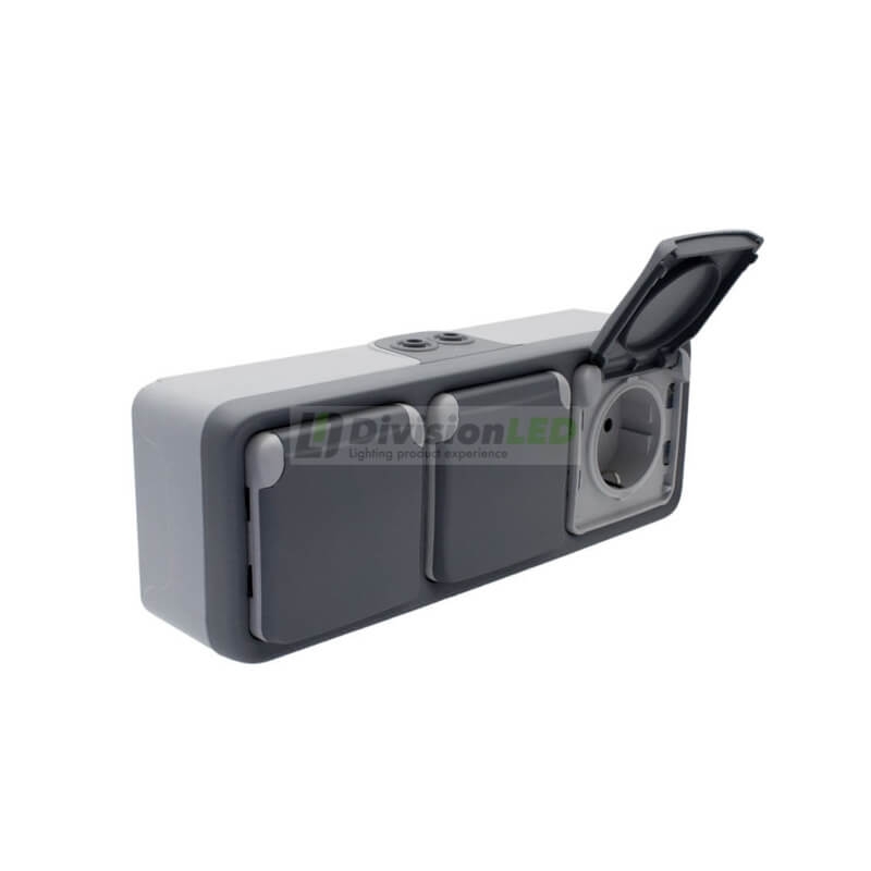 LEGRAND 069703 plexo-monoblock superficie base de corriente 3x2P+T tornillo horizontal gris